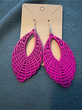 paparazzi Magenta Filigree Teardrop Earrings